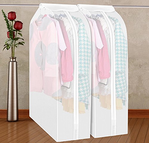 Kleiderschutzhülle Transparent Set mit 2 Staubschutz Anzug Mantel mit Reißverschluss Kleidung Lagerung Hängetasche (30*60*108cm) - 5