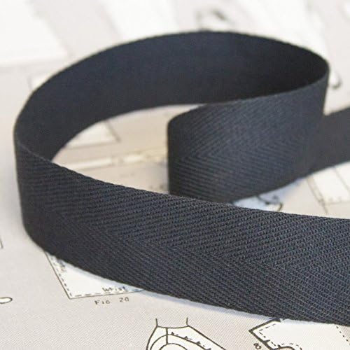 30mm Black Cotton Herringbone 50m Bulk Roll - Wholesale Herringbone Tote Bag Strap Lightweight webbing Sewing Tape