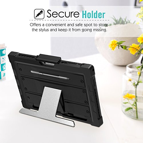MoKo Microsoft Surface Pro 4 Hülle mit Stand – hartem Polycarbonat Protector mit faltbarer Aluminum Standplatz-Abdeckungs-Fall Kickstand Tasche Schutzhülle Case für Surface Pro 4 12.3 Zoll, Schwarz - 4