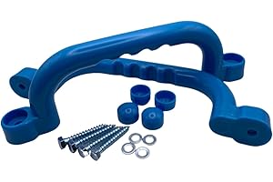 HOQ 1 Paar Premium Haltegriffe - 2 Stück hochwertige Kunststoff-Griffe - Handläufe 240x75 mm - für Stelzenhäuser, Hochbetten, Spielhäuser und Spieltürme - Hellblau