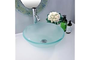 BELOFAY Modern Design Bathroom Counter Top Wash Basin Sink, Glass Bowl Cloakroom Basin for Vanity Cabinet Toilets and Bathrooms 42x14x42cm WxHxL