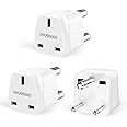 3-Pack UK to India Plug Adapter,SHUOMAO UK to 3 Pin Indian/Pakistan/Sri Lanka Plug Adaptor,UK Travel Power Adapter Converter Plug,for Indian,Pakistan,Sri Lanka,Burma,Maldives and More(Type D)
