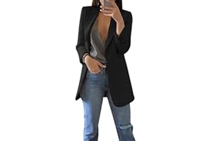 ORANDESIGNE Blazers para Mujer Traje de Chaqueta Trabajo Casual OL Oficina Negocio Solapa Manga Larga Sólido Bolsillo Cárdigan