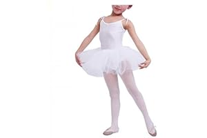 LOVELEGIS Tutú de Ballet clásico para niña - Blanco y Rosa - Bailarina Corporal para niña - Ballet - Correas Ajustables - Falda - Tul de 3 Hilos - Idea de Regalo de cumpleaños