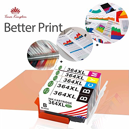 Toner Kingdom 5 Pack  1 Set   1 x Negro  Compatible HP 364XL 364 Cartucho de tinta Compatible para HP Photosmart 5510 5511 5512 5514 5515 5520 5522 5524 6510 6520 6512 6515 7510 7520 7515 B8550 B8558 B110c B010a C5370 C5383 C5388 C6324 C6380 D5460 D7560 C310a C410a B209a B210a HP Deskjet 3070A Impresora