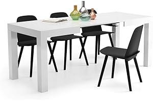 Mobili Fiver, Tavolo Allungabile First, 120(200) x80 cm, Bianco Lucido, per 6-8 persone, Tavolo Cucina, Soggiorno, Made in Italy