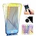 Produktbild Sycode Galaxy J3 2017 360 Grad Handyhülle,Galaxy J3 2017 Full Body 2 in 1 Hülle,Modisch Gradient Farbe Ultra Dünn Front Back TPU Silikon Gel Stoßdämpfend Transparent Beidseitiger Vorne und Hinten 360°Double Doppelseitig Weich Komplette Slim Fit Full Handy Tasche Transparent Klar Protective Schale Etui Case Cover für Samsung Galaxy J3 2017-Blau Gelb