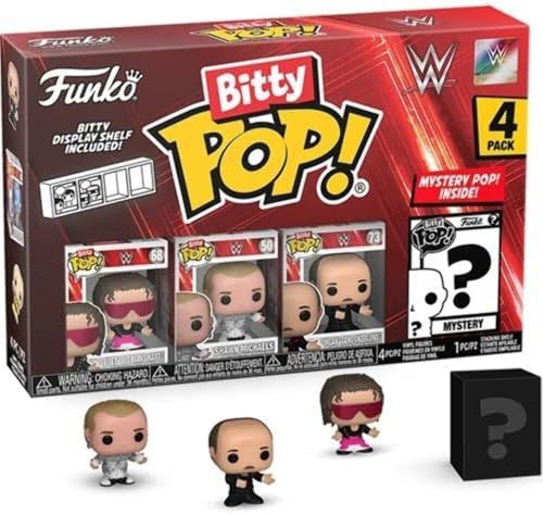 Funko Bitty Pop: WWE - Bret "Hit Man" Hart ™, Shawn Michaels, Gene Okerlund "Medio", Y Un Misterio Bitty Pop Figura - 0,9 Pulgadas (2,2 cm) Coleccionables