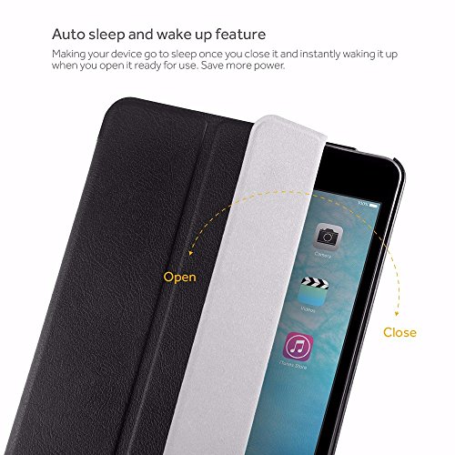 EasyAcc Ultra Slim Apple ipad mini 4 Hülle Ledertasche Flip Case Smart Cover mit Standfunktion / Auto Sleep Wake up und Standfunktion für iPad mini 4 2015 – Schwarz, Kunstleder - 6