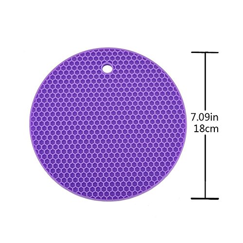 Silikon Topfuntersetzer, 4 extra dick Mehrzweck Silikon Abtropfmatte, Silikon Topflappen, Untersetzer, rutschfest hitzebeständig Hot Pads für Home Küche Verwendung – Rund - 3