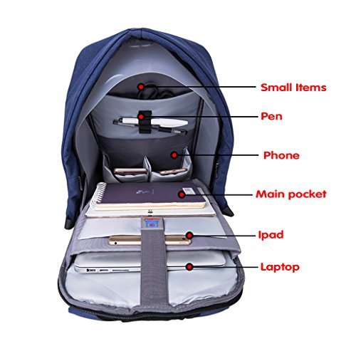 UBaymax Anti-Diebstahl Laptop Rucksack mit USB Anschluss f  r Schule Uni Business Reisen 15 6 Zoll  Gr    e  31   46   14 cm f  r Herren Damen Kinder 