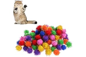 ECMQS 100 Stücke Bunte Mini Sparkly Glitter Tinsel Balls Kleine Pom Ball Für Katzen Spielzeug