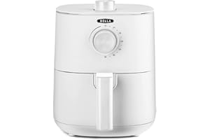 bella Friteuse à Air Manuelle de 3 L, Multifonction 5-en-1 avec Plateau et Panier Antiadhésifs Amovibles et Lavables au Lave-vaisselle, 1400 Watts, Blanc Mat