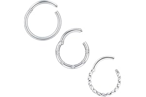 Mayhoop 16G/18G Piercing Naso Septum Cerchio Acciaio Chirurgico Clicker Segmenti Piercing Orecchio Helix Daith Tragus Anelli al Naso Sopracciglia Labbro Piercing 3 Pezzi