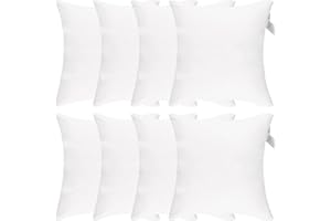 ACCENTHOME 20x20 Pillow Inserts (Pack of 8) Hypoallergenic Throw Pillows Forms | White Square Throw Pillow Insert | Decorative Sham Stuffer Cushion Filler for Sofa, Couch, Bed & Living Room Decor