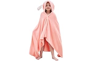 Hilmocho Kinder Badetuch mit Kapuze Junge Mädchen Kapuzendecke Poncho Weich Warm Korallenvlies Baby Schwimmen Handtuch, 140x70CM