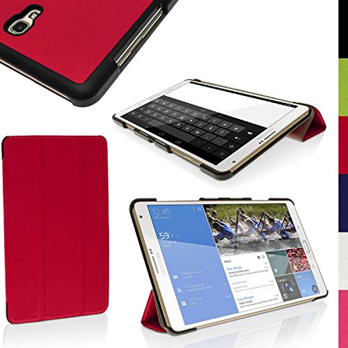 igadgitz Rot PU Ledertasche Hülle Smart Cover für Samsung Galaxy Tab S 8.4" SM-T700 mit Multi-Winkel Betrachtungs + Auto Sleep/Wake + Displayschutzfolie