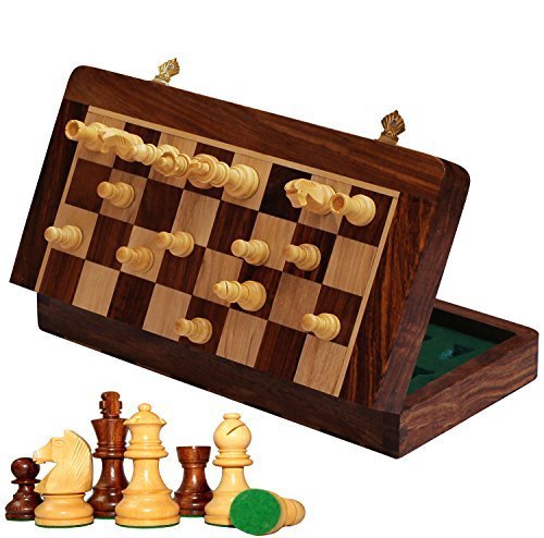Ab Hadicrafts 10X10 Inch Chess Set - Magnetic Folding Chess Game - Fine Wood Classic Handmade Standard Staunton Ultimate Tournament Rosewood Chess Board (600736547956)