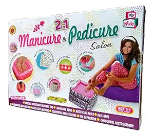 TOYMANIA Amazing 2 in 1 Manicure and Pedicure Home Salon Style KIT Game Set for Kids and Girls. | with Inflatable Pedicure TUB., Multicolor