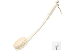 FY&XZH Rückenbürste mit langem Griff – 17-Zoll Duschbürste für Männer und Frauen, Langer Griff Exfolierende Körperbürste, Mittlere Borstenspannung für Trocken- oder Nassbürsten (Cremeweiß)