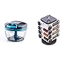 GANESH Wonder Chopper & Ganesh Storewel Spice Rack Set, 1.6 Litres/17cm, Set of 16, Maroon