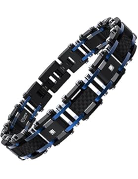 [Gesponsert]COOLMAN Herren Edelstahl Armband Carbon Fiber Armband verstellbares Armband 22,3 cm und Geschenkbox Enthalten...