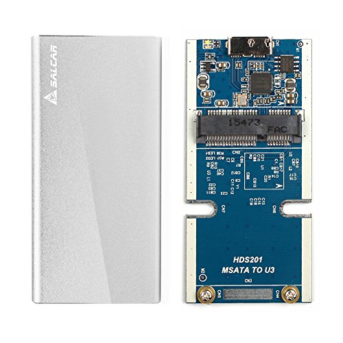 Salcar mSATA Aluminium Festplattengehäuse mit USB 3.0 Datenkabel für M50 mSATA SSD Silber - 4