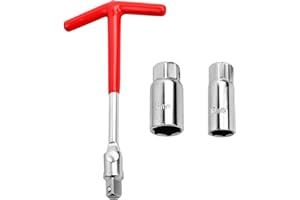 OTAIVE 3pcs Spark Plug Socket Wrench Steel Silicone Spark Plug Removal Tool 16mm 21mm T-Handle Flexible Spanner Spark Plug Wrench for Fastening and Demolition(as shwon)