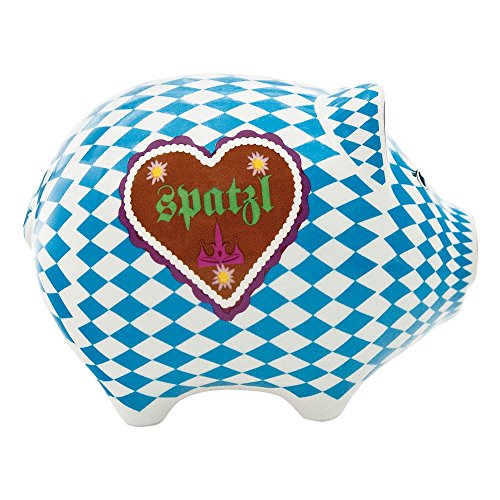 ebos Sparschwein ✓ Herzl ✓ Spatzl ✓ aus Keramik | blau | weiß | Spardose | Sparbüchse - 3