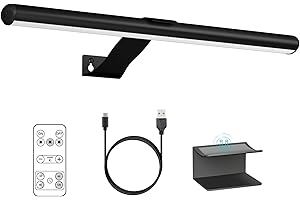 Starxing Lampada per quadri wireless ricaricabile, 2 in 1 luce per pittura con telecomando, 300LM batteria Luci da esposizione dimmer, 3 modalità luce da parete magnetica per opere darte (Black-40cm)