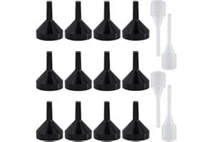 GORGECRAFT 12 Stück 34x25mm Schwarzer Aluminiumtrichter Mini Trichter Aus Metall Für Ätherische Öle Mit 4 Stück Durchsichtiger Kleiner Pipette Mini Tropfer Zum Befüllen von Kleinen Flaschen Oder Behäl