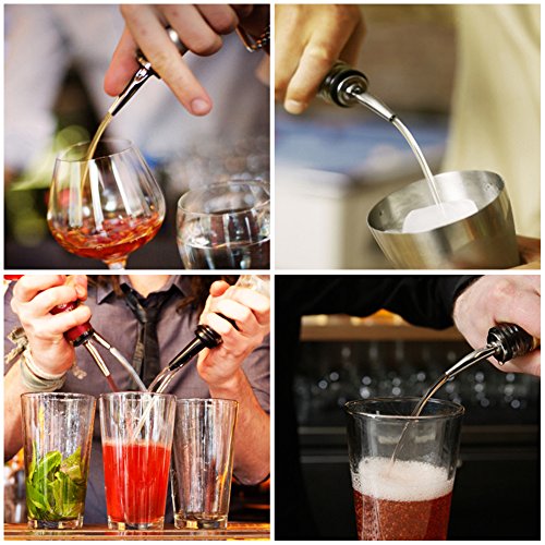 Zilong Flaschenausgießer, Weinausgießer, Ausgießer Öl, Ausgießer aus Edelstahl mit Silikonkautschuk, Perfekt für Flaschen vom Kleinkaliber im Bar, Pub, Bistro, Zuhause 12 Stück - 2