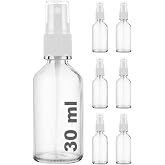 Afracam 30 ml Beyaz Spreyli Şeffaf Cam Şişe 30 cc Sızdırmaz Kapaklı Fısfıs Beyaz Cam Şişe 6 Adet