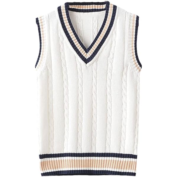 Gilet Sans Manches Col V Rayé Pour Homme - Style Rétro Décontracté Et Confortable