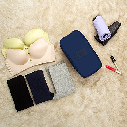 WOSON Multifunktional Unterwäsche BH Aufbewahrungstasche Wasserdichte Sockentasche Faltbare Bra Tasche Reisetasche Beutel (Dunkel Blau) - 7