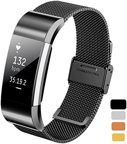 KUTOP Fitbit Charge 2 Strap, Milanese Loop Stainless Steel Band Sports Fitness Replacement Bracelet Wrist Watch Accessories with Unique Adjustable Lock Buckle Fitbit Charge 2 Smart Watch