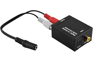 BESTPLUG Convertisseur Audio Convertisseur Aux in Out, Entrée : Jack 3,5 mm Femelle, Sortie : 1 Opto Toslink 1 RCA Coaxial, Noir