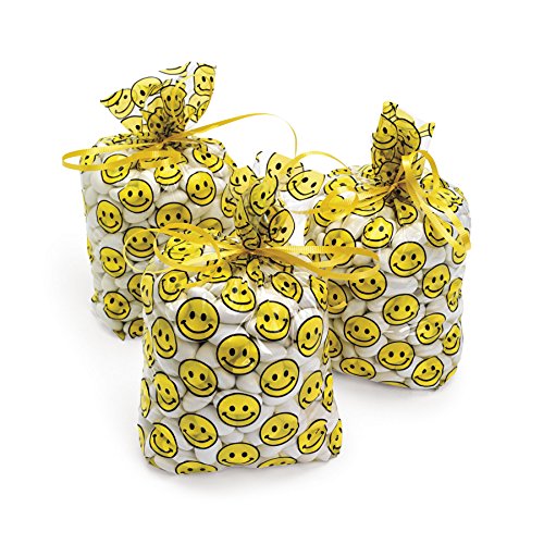 Smiley Cellophan Beutel 12 Stück für Geschenke und Süßigkeiten
