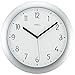 Produktbild AMS Funk Wanduhr Silber, silberfarbenes Kunststoffgehäuse Küchenuhr Bad Büro Arabische Zahlen