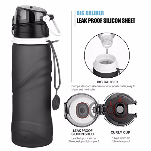 OUTERDO 750ML Faltbare Wasserflasche Sportflasche Trinkflasche BPA Frei, FDA GeprüftFür Outdoor Sports, Radfahren, Reisen, Wandern, Camping - 2