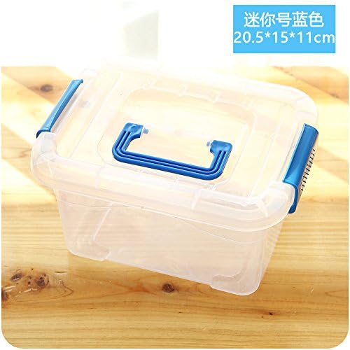XXAICW Storage box plastic King size quilt cover transparent mobile toys household clothing underwear storage box chest , Mini Blue