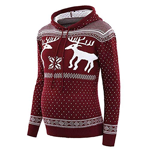 Preisvergleich Produktbild Weihnachten Umstandsmode Damen Umstandspullover Stillpullover Christmas Kapuzenpullover Schwangerschaft Langarmshirt Winter Warm Langarm Hoodie Oberteile Tops Schwarz Rot Weinrot...