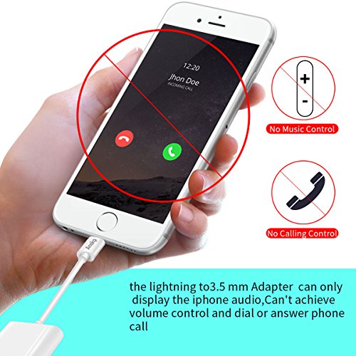 Lightning to 3.5mm Audio Adapter for iPhone 7 Plus, Anskp 2 in 1 Lightning Charger and 3.5 mm Aux Headphone Jack Cable[Support iOS 10.3.1][No Calling Function and Music Control] for iPhone 7/7 Plus-White