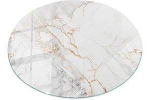 WALLFLUENT Dekorative Glasplatte ⌀ 100 cm Wasserdicht Polierte Kanten Glatte Oberfläche Sicherungsblech Installationswerkzeuge Fleckenbeständigkeit Schutz vor Kontamination - Eleganter Marmor mit Adern
