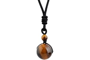 mookaitedecor Glücklicher Segen Chakra Perlen poliert Stein Halsketten mit Anhänger für Unisex, heilende Kristalle Stein Anhänger mit Kette verstellbar