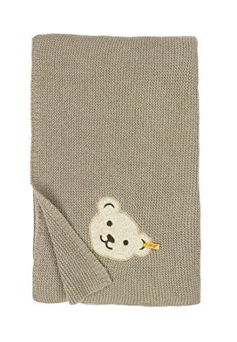 Steiff Unisex Baby Decke Strick 80 x 100 cm Scarf, Brown (fungi Brown 6043), One Size (Manufacturer size: 0)