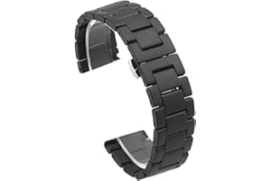 Kai Tian Elite Bracelet en céramique pour homme et femme avec fermoir papillon en acier inoxydable Noir mat 20mm 22mm