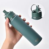 Deconox 650 ml Paslanmaz &Ccedil;elik Termos Matara - 4 Renk (Krem, Yeşil, Siyah, Mavi) - Sıcak ve Soğuk Tutan Sporcu Suluk ve Ofis 