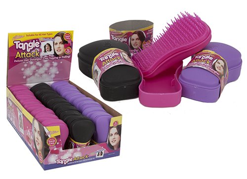 DETANGLING HAIR BRUSH ASST COLOURS DELUXE DETANGLER BRUSH TANGLE ATTACK