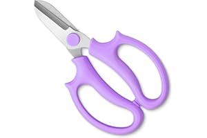 T TOVIA Garden Flower Scissors, Strong Floral Shears, Premium Steel Garden Pruning Shears Floral Fruits Leaf Scissors Hand Pruner Snip Trimming Tool for Gardening Flower Arrangement, Purple